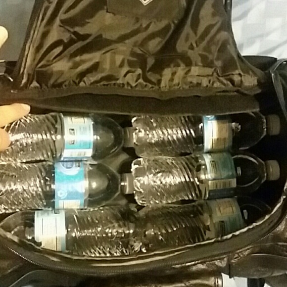 motorcycle leather saddle bag with straps. - Picture 3 of 8